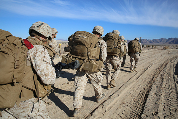 Integrated Task Force infantry Marines conduct defensive operations pilot test at Twentynine Palms Marine training Twentynine Palms California Military Base